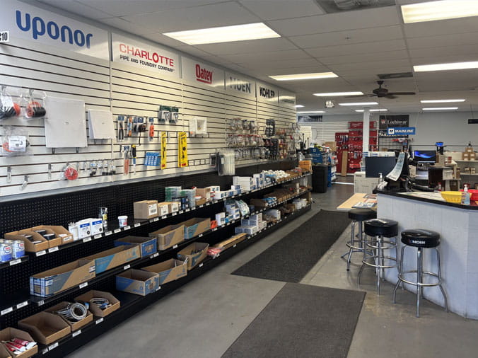Hughes Supply Hudson Florida shop interior and plumbing service counter